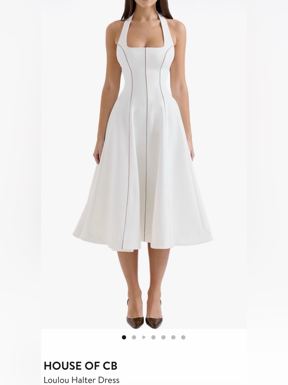 House of CB: White A-Line Midi Skirt - Elegant Flare